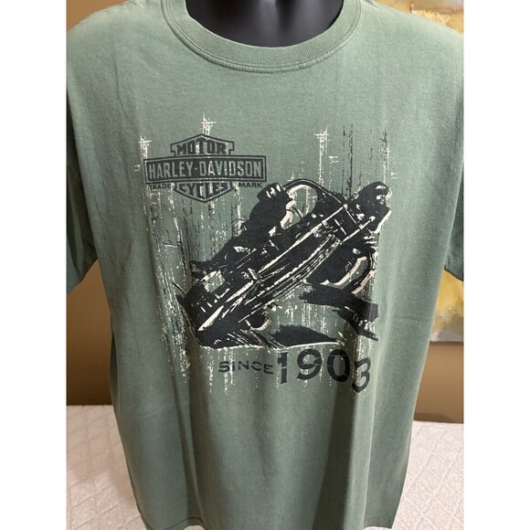 Vintage Harley Davidson Museum 2008 Graphic 2 Sided Green Tee Men’s Size L - Picture 3 of 16